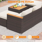 Tangkula 7 Pieces U Shape Outdoor Furniture Set, Patio Rattan Cushioned Chairs - Image 9