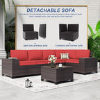 Outdoor Patio Furniture Set, 6 Pieces Outdoor Sectional Furniture High Backrest - Image 7