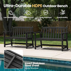 Ciokea 48" Outdoor Bench Set of 2, HDPE Weatherproof Garden Bench, 2-Person - Image 3