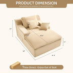 63" Chaise Lounge Chair Indoor, Set of Convertible Sleeper Sofa Couch - Image 2