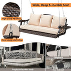 3-Person Wicker Porch Swing Chair Heavy Duty 900 LBS Outdoor Rattan Patio Swing - Image 2