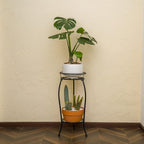 FaithLand Plant Stand, Metal Planter Holder Indoor Outdoor, 2 Tier Round Potted - Image 8