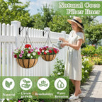 Black Flat Iron Metal Hanging Planter Basket - Image 2