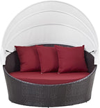 Modway Convene Wicker Rattan Outdoor Patio Retractable Canopy Round Poolside - Image 6