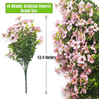 Artificial Fake Flowers for Outdoor Spring Decoration, 16 Bundles Faux Silk - Image 2