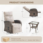 3 Pieces Zero Gravity Patio Swivel Rocking Recliner Chairs Set of 2 - Image 2