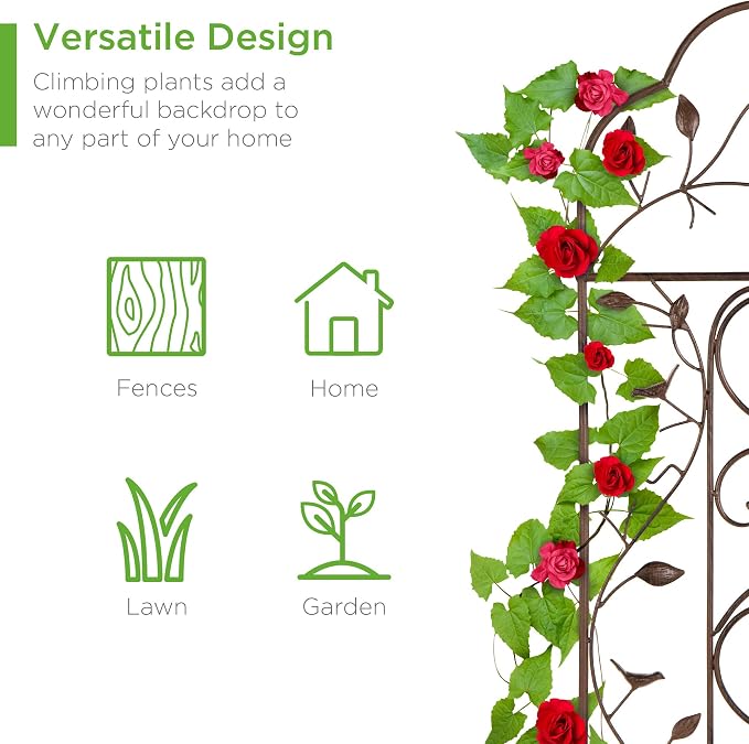 Best Choice Products 60x15in Iron Garden Trellis, Arched Outdoor Decoration - Image 5