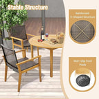 Tangkula 5 Pieces Patio Dining Set, 4 Patio Wicker Armchairs and Round Acacia - Image 5