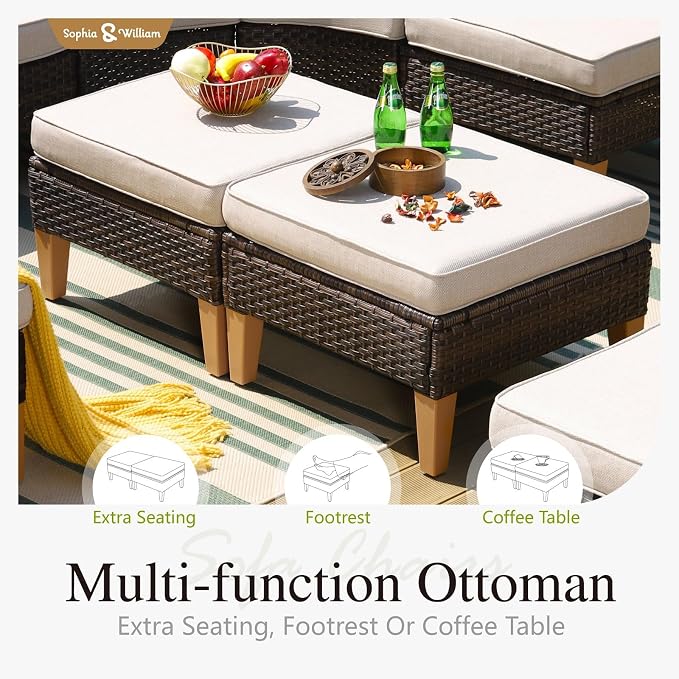 Sophia & William Large Half-Moon Outdoor Patio Furniture Set 9 Piece High Back - Image 6
