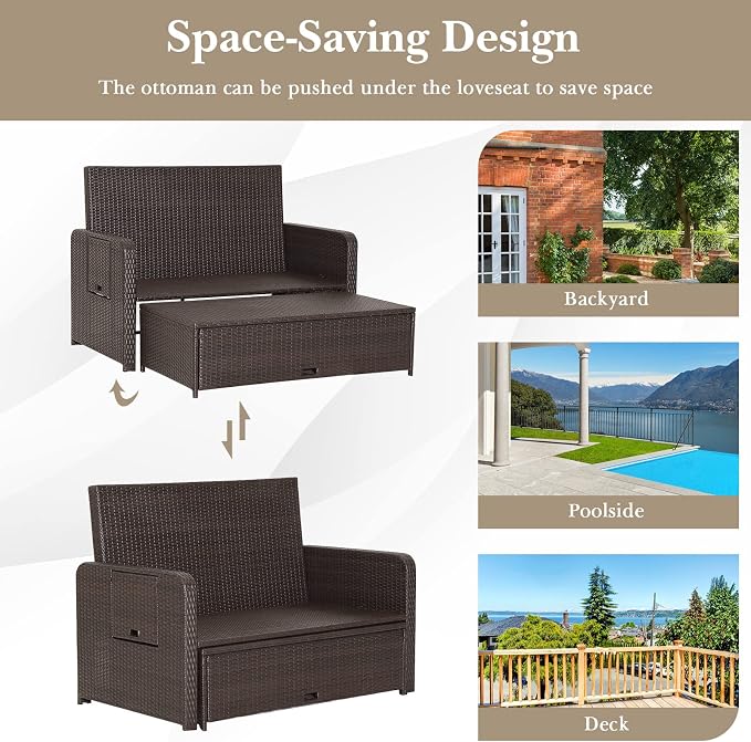 COSTWAY Patio Rattan Daybed - Image 6