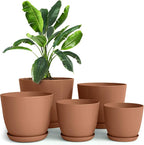 Utopia Home - Plastic Terracotta Pots - 7/6.6/6/5.3/4.8 Inches Flower Pots by UTOPIAHOME