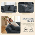 80 Inch Chaise Lounge Chair Indoor, Oversized Corduroy Upholstered Boneless - Image 4