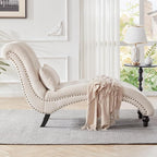 Tufted Soft Chaise Lounge Indoor, Linen Rivets Chaise Lounge Chair - Image 4