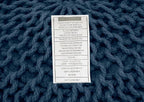 COTTON CRAFT - Hand Knitted Cable Style Dori Pouf - Blue - Floor Ottoman - - Image 9