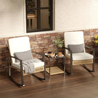 3 Piece Patio Rocking Chairs Set of 2, Outdoor Rocking Chair Bistro Set by Rotihom