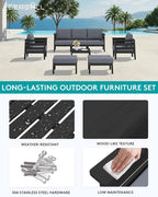SERWALL HDPE Patio Furniture Set, 8 Pieces Composite Outdoor Furniture - Image 6