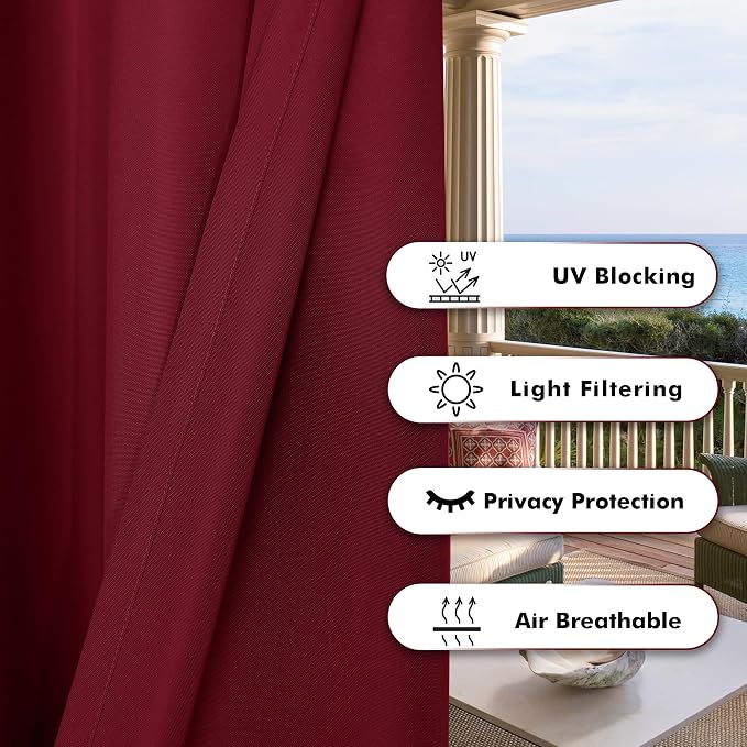 BONZER Extra Wide Waterproof Outdoor Curtains - Image 4