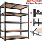 REIBII 2400LBS Storage Shelves 5 Tier Garage Shelving Heavy Duty, Adjustable - Image 9