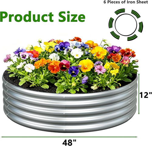 2PCS 4x4x1FT Galvanized Raised Garden Bed Kit, Vegetable Boxes-Round Metal - Image 2