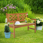VINGLI 50" Outdoor Wood Bench, Weatehr Resistant Wooden Garden Patio Bench - Image 9