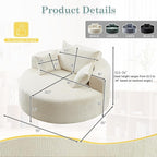 Oversized Round Chaise Longue Chair Indoor, Modern 55-inch Upholstered Chenille - Image 2
