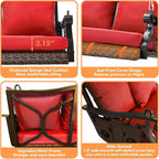 Heavy Duty 900 LBS Porch Swing Chair 3-Person Outdoor Rattan Patio Swing Lounge - Image 4