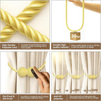 Hion Magnetic Curtain Tiebacks Golden 2pcs, Curtain Tiebacks Buckles Holdbacks - Image 3