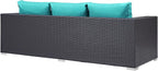 Modway Convene Wicker Rattan Outdoor Patio Sofa in Espresso Turquoise - Image 5