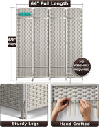 Sorbus 4 Panel Room Divider 6 ft. Tall - Image 5