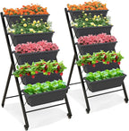 Giantex Set of 2 Vertical Raised Garden Bed on Wheels, Elevated Planter Raised by Giantex