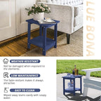 LUE BONA Adirondack Outdoor Side Table, 2-Tier Navy HDPS Patio End Table - Image 6