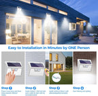 Peasur Solar Powered Lights Outdoor Motion Sensor, 2 Pack 140 LED Fence Light - Image 8