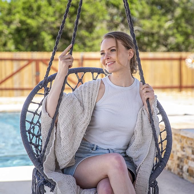 SUNCREAT Hammock Chair Hanging Macrame Swing - Image 4