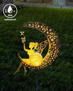 Solar Garden Statues Outdoor Decor, Fairy Moon Figurine Light Stake, - Image 7