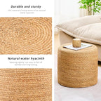 Handwoven Ottoman Pouf, Natural Water Hyacinth Footstool, Round Braided Outdoor - Image 5