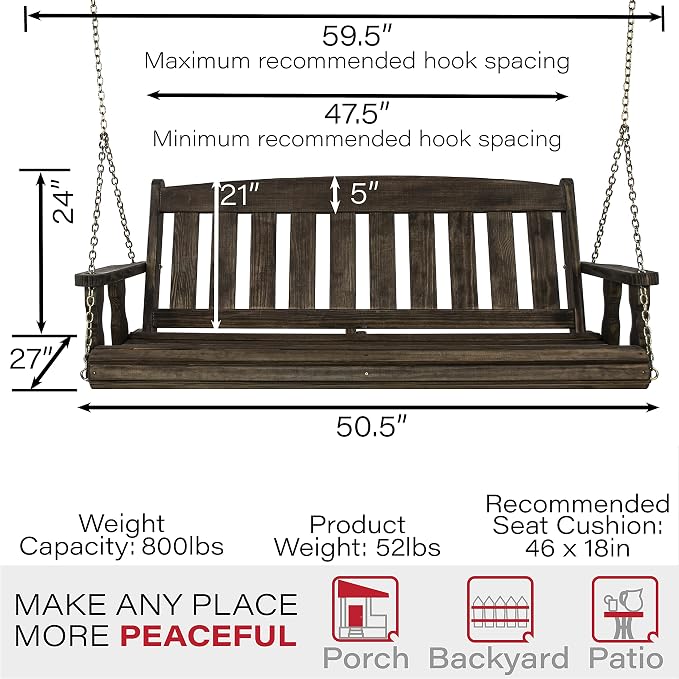 Amish Casual Heavy Duty 800 Lb Mission Treated Porch Swing - Image 7