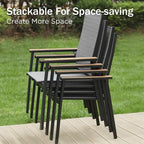 PHI VILLA 5 PCS Patio Dining Set, 4 Outdoor Aluminum Stackable Sling Chairs - Image 3