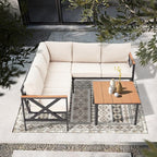 MELLCOM 6 Pieces Patio Furniture Sets, L-Shaped Patio Conversation Sets Metal - Image 8