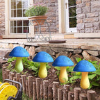Solar Mushroom Lights Garden Decor 8 Blue Crack Mushrooms Outdoor Decor Stake - Image 4