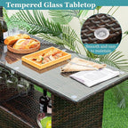 Tangkula Outdoor Bar Set, 3 Pieces Patio Wicker Bar Height Table and Chair Set - Image 6