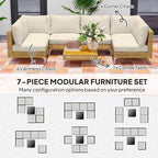 Outsunny 7 Piece Wicker Patio Furniture Set, Modular Outdoor Sectional - Image 4