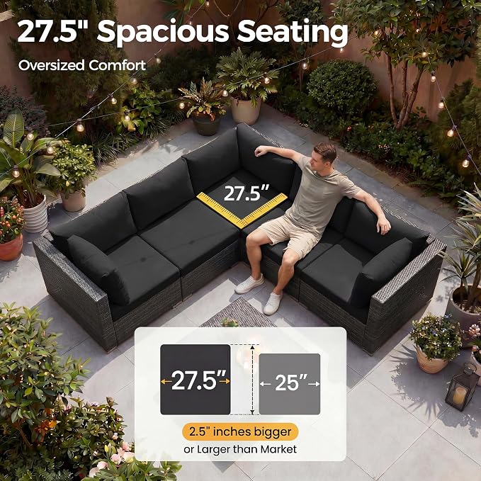 NICESOUL 11 Piece Modern L Shaped Outdoor Sofa Set, 29.3'' High Back Comfy Big - Image 5