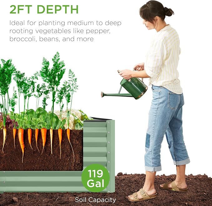 Best Choice Products 4x2x2ft Outdoor Metal Raised Garden Bed, Deep Root Box - Image 4