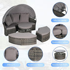 Merax 5 Pieces Outdoor Patio Round Daybed Furniture, All-Weather Wicker - Image 5