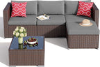 Aiho 5 Pieces Patio Furniture Set All-Weather Outdoor Wicker Sectional Patio - Image 5