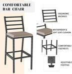 3Pcs Outdoor Patio Bar Set, Metal Bar Table and Chairs Set - Image 4