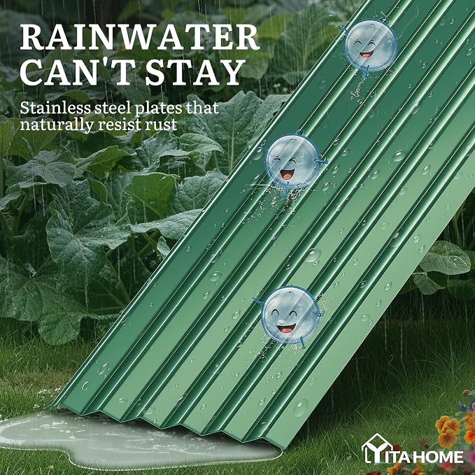 YITAHOME 8x4x1.5ft 2pcs Large Raised Garden Bed Kit, Galvanized Metal Planter - Image 6