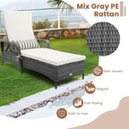 Tangkula Wicker Chaise Lounge Outdoor Set of 2, Patio Rattan Reclining Chaise - Image 8