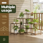 Bamworld Plant Stand Indoor Outdoor Corner Shelf 11 Potted Large Holder - Image 2