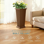 Set of 2 Large Planters for Outdoor Plants 24" Tall Tapered Modern Flower Pots - Image 3
